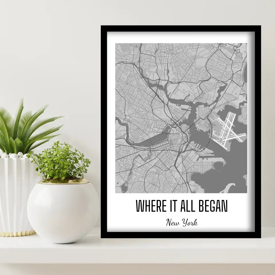 Where It All Began Map Canvas Wall Art