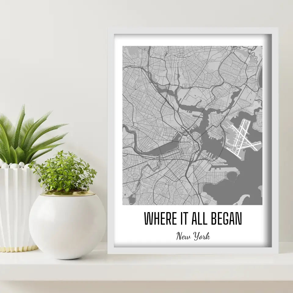 Where It All Began Map Canvas Wall Art