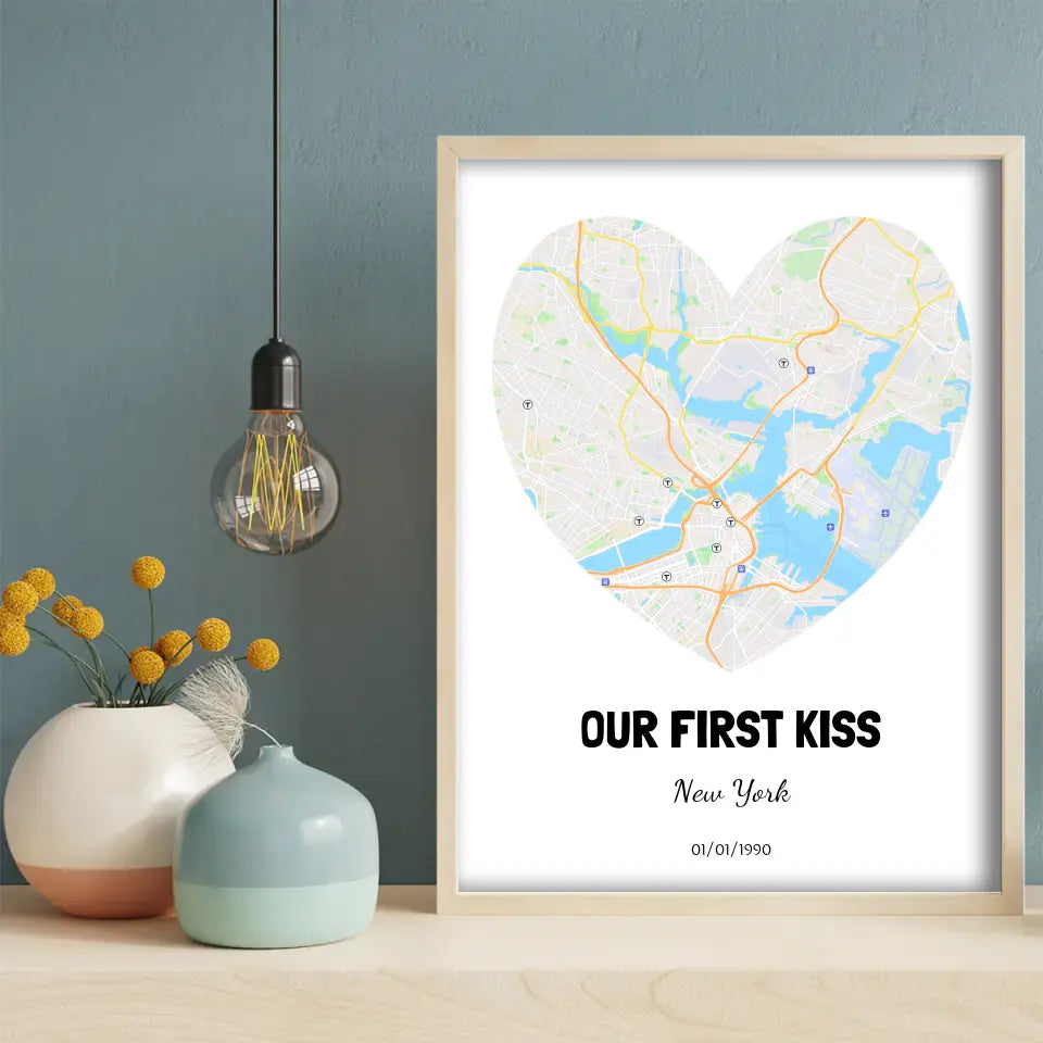 Heart-shaped Nyc Map Canvas Wall Art