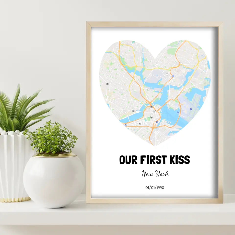 Heart-shaped Nyc Map Canvas Wall Art