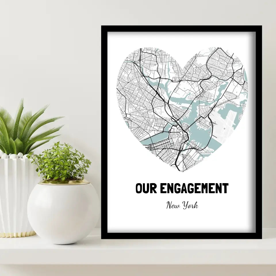 Our Engagement Map Canvas Wall Art