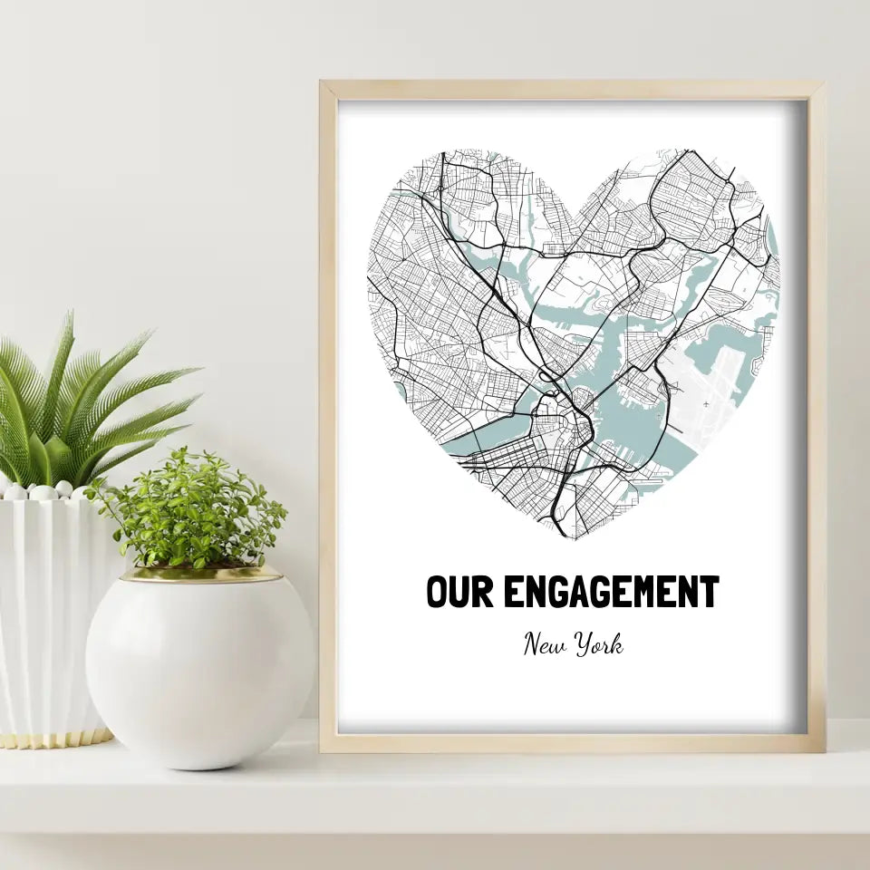 Our Engagement Map Canvas Wall Art