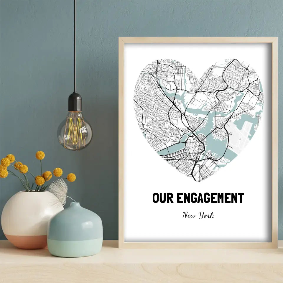 Our Engagement Map Canvas Wall Art