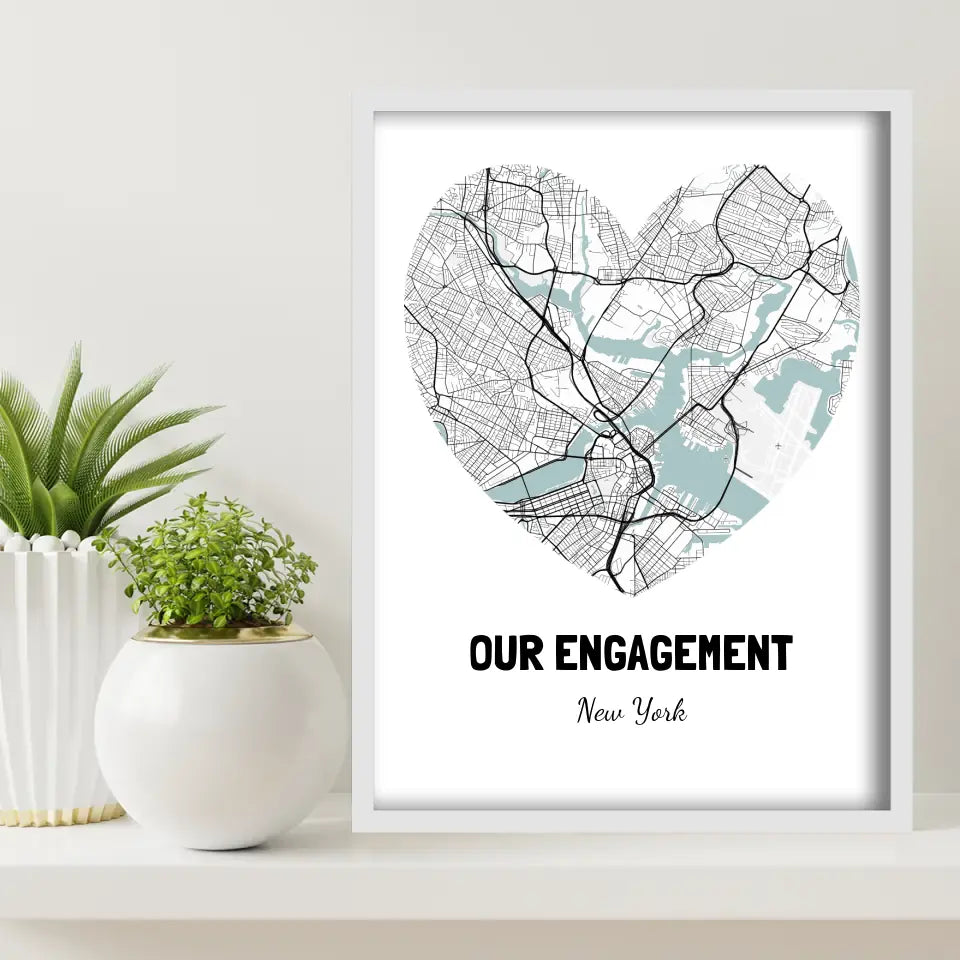 Our Engagement Map Canvas Wall Art