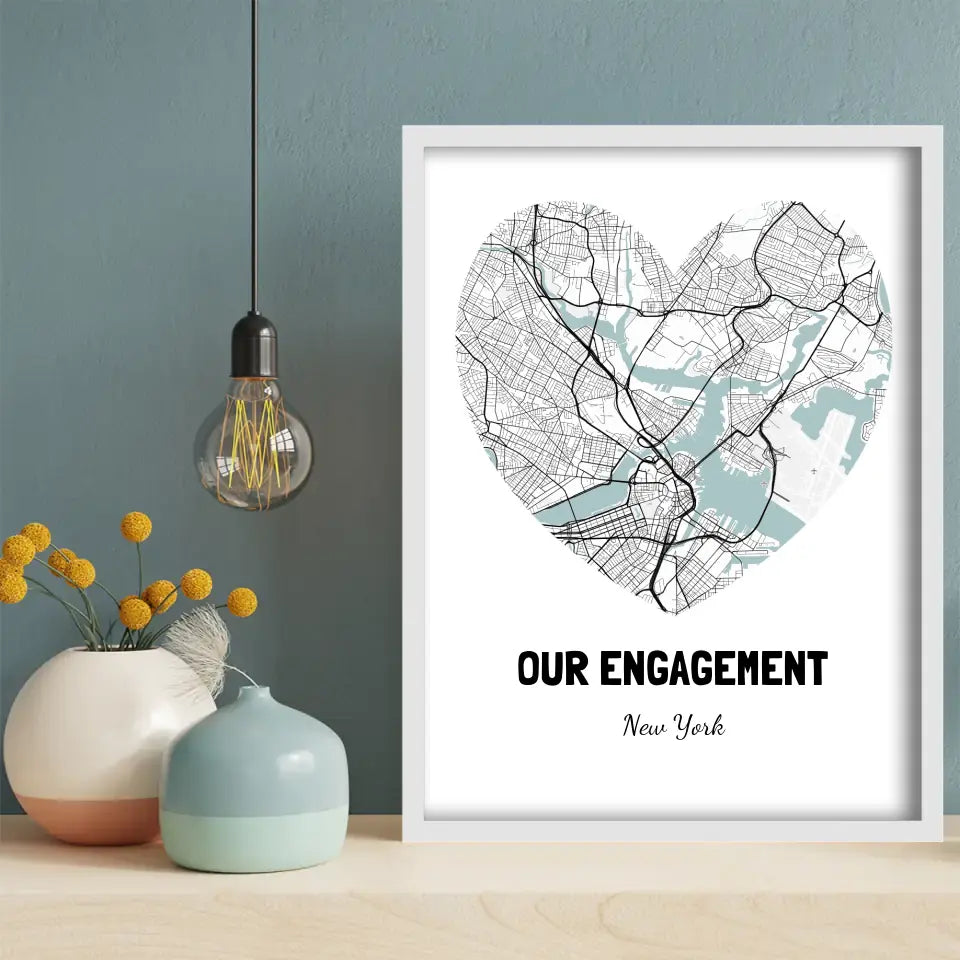 Our Engagement Map Canvas Wall Art