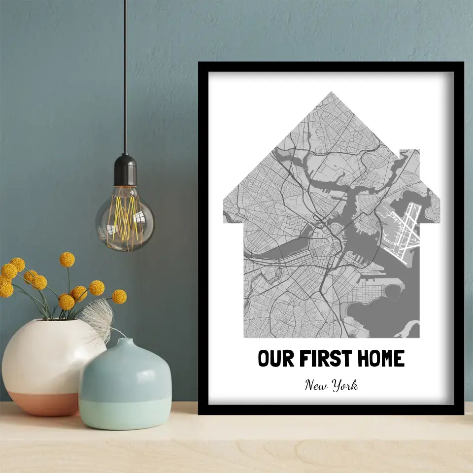 Our First Home Map Canvas Wall Art