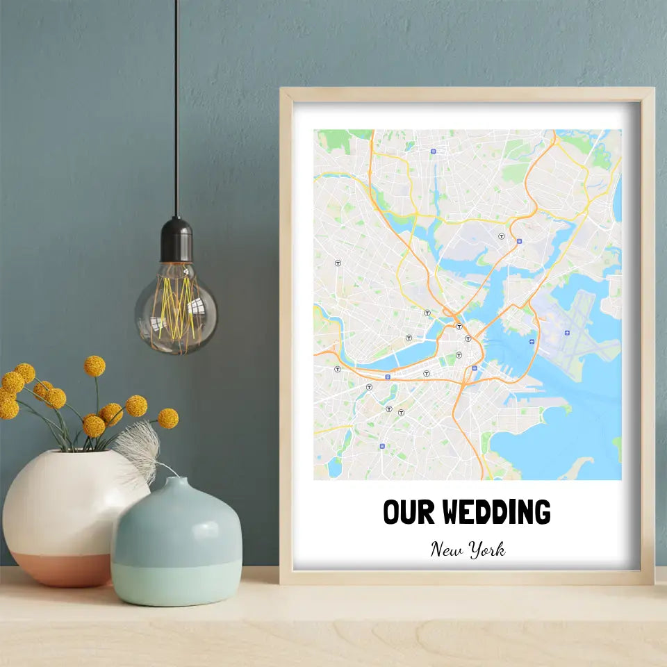 Our Wedding Map Canvas Wall Art