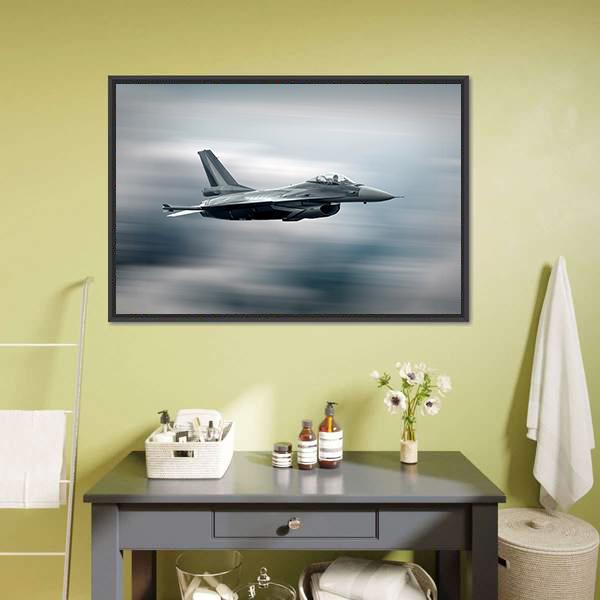 F-16 Fighter Jet in Flight Canvas Wall Art
