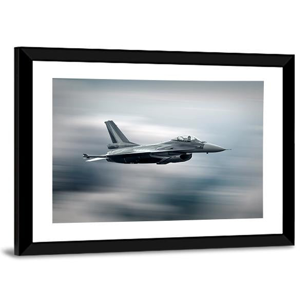 F-16 Fighter Jet in Flight Canvas Wall Art