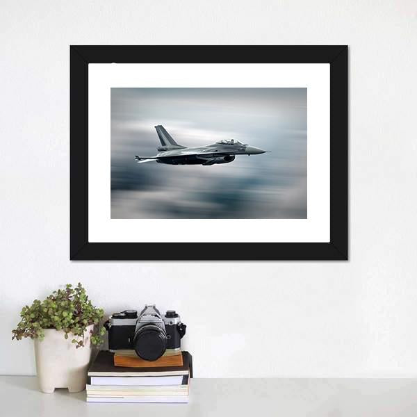 F-16 Fighter Jet in Flight Canvas Wall Art