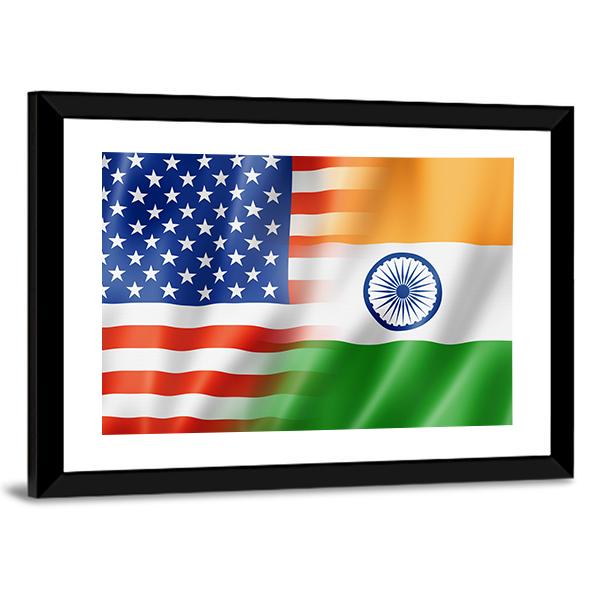 Mixed USA &amp; Indian Flag Canvas Wall Art