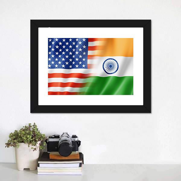 Mixed USA &amp; Indian Flag Canvas Wall Art