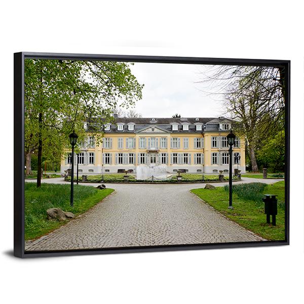 Morsbroich Museum Facade with Fountain Canvas Wall Art