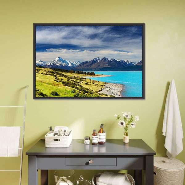 Mount Cook And Pukaki Lake Canvas Wall Art