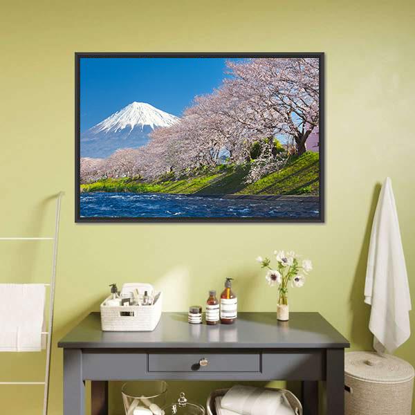 Mountain Fuji &amp; Cherry Blossom Canvas Wall Art