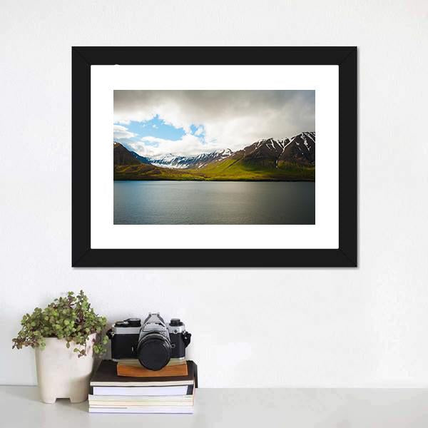 Olafsfjordur Snow-capped Mountains Canvas Wall Art