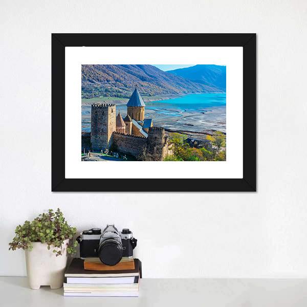 Ananuri Fortress Over Turquoise Lake Canvas Wall Art