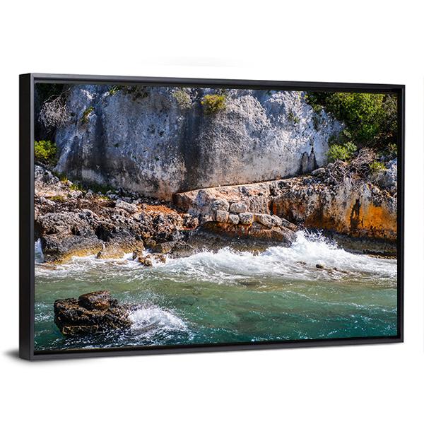 Turquoise Coastal Cliffs Canvas Wall Art