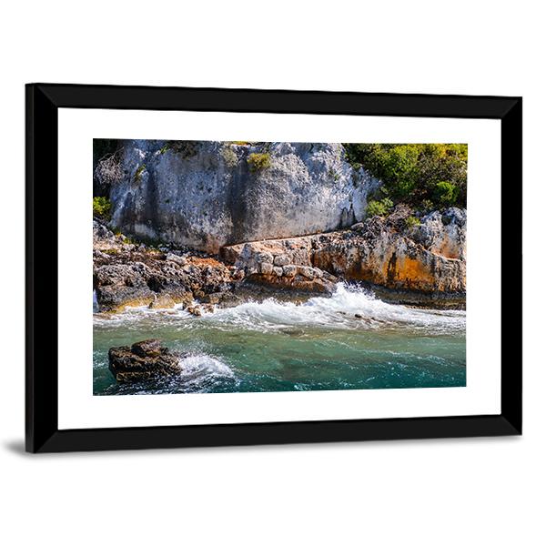 Turquoise Coastal Cliffs Canvas Wall Art