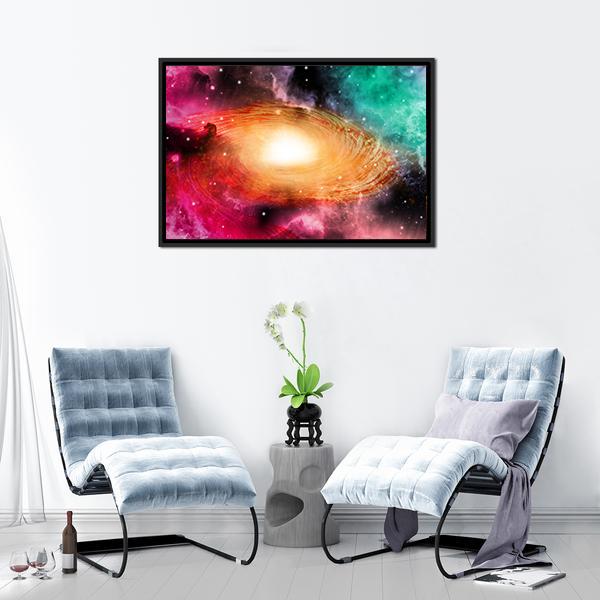 Spiral Galaxy with Glowing Core Canvas Wall Art