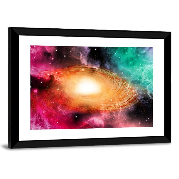 Spiral Galaxy with Glowing Core Canvas Wall Art