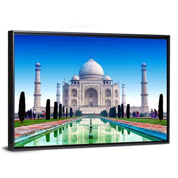 Taj Mahal Reflecting Pool and Gardens Canvas Wall Art