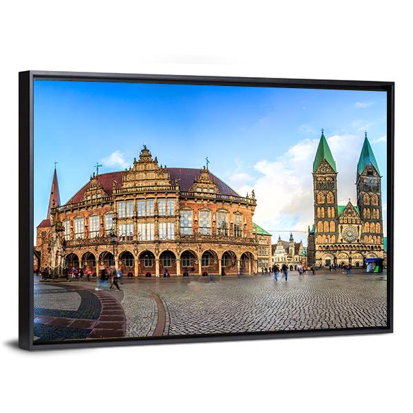 Bremen Market Square with Town Hall and Cathedral Canvas Wall Art