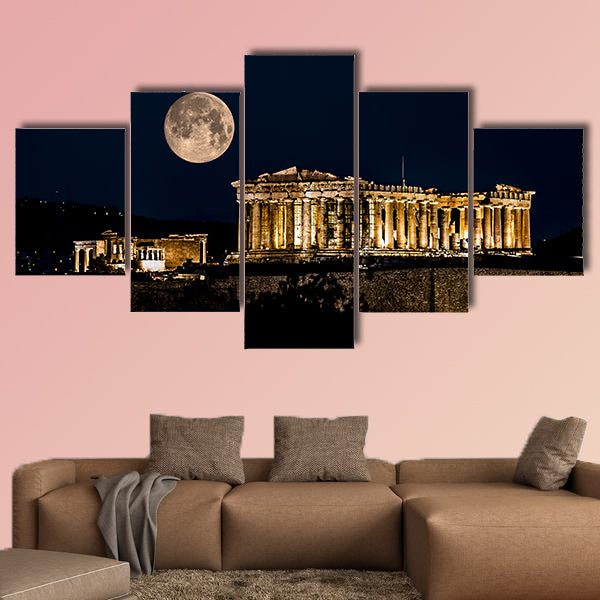 Parthenon at Night, Athens Canvas Wall Art