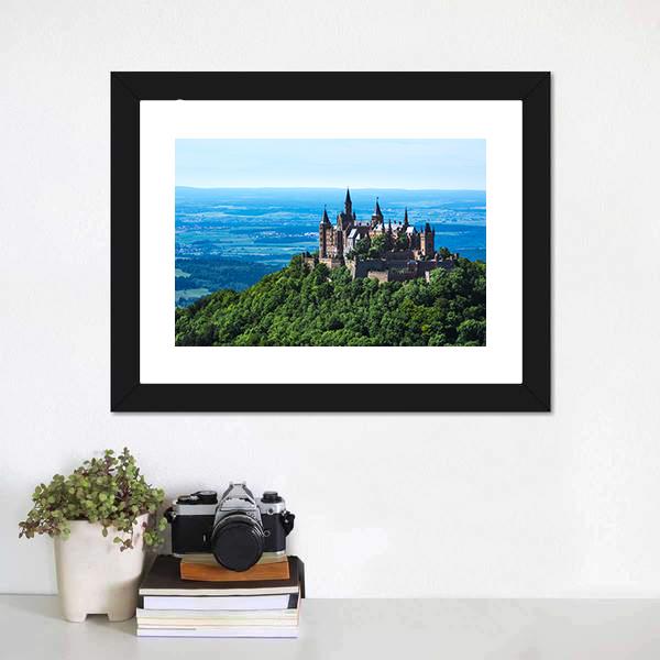 Hohenzollern Castle on Forested Hill Canvas Wall Art