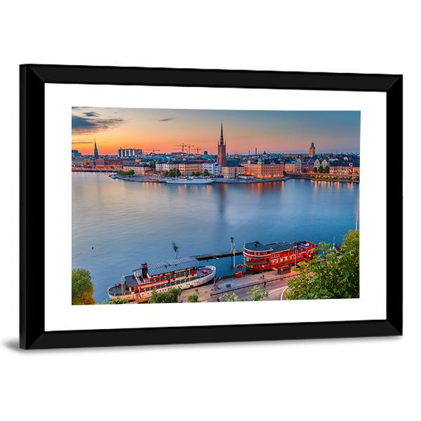 Stockholm Skyline at Dusk Canvas Wall Art