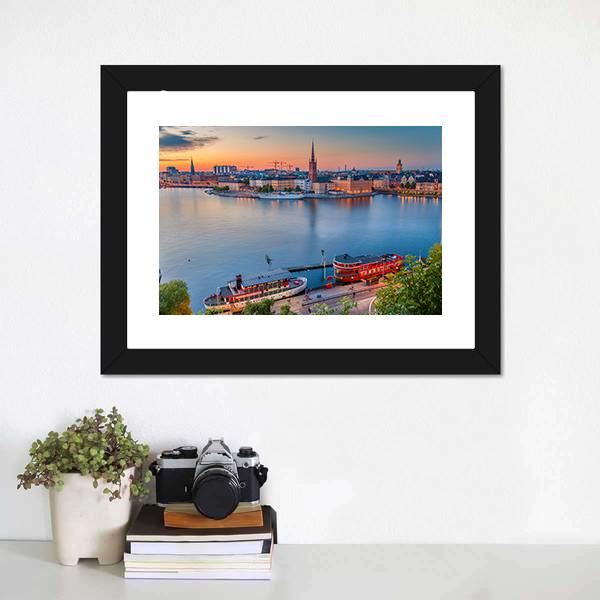 Stockholm Skyline at Dusk Canvas Wall Art
