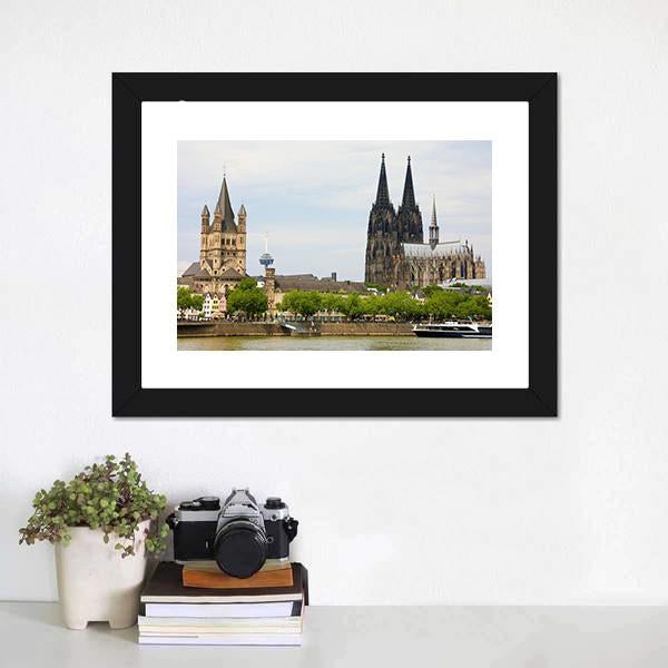 Cologne Cathedral and the Rhine River Canvas Wall Art