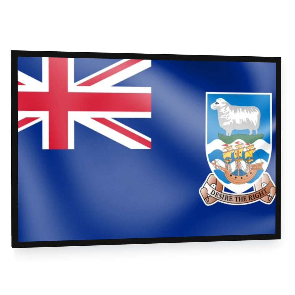Falkland Island Flag with Coat of Arms Canvas Wall Art - single panel framed canvas in a black floating frame