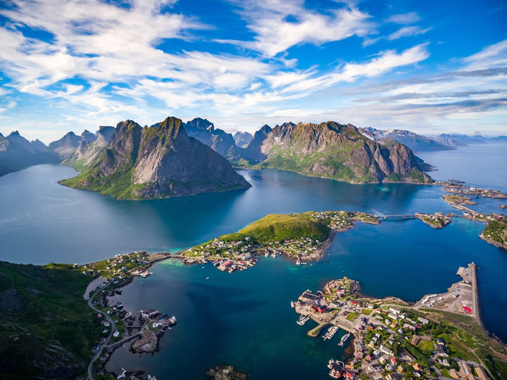 Aerial View of Lofoten Islands, Norway Canvas Wall Art
