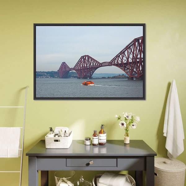Forth Bridge Uk Red Steel Trusses Canvas Wall Art