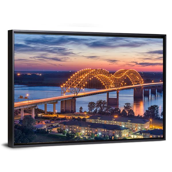 Hernando De Soto Bridge at Dusk Canvas Wall Art