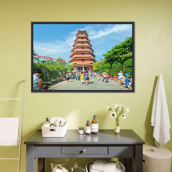 Ho Chi Minh City Pagoda Courtyard Canvas Wall Art