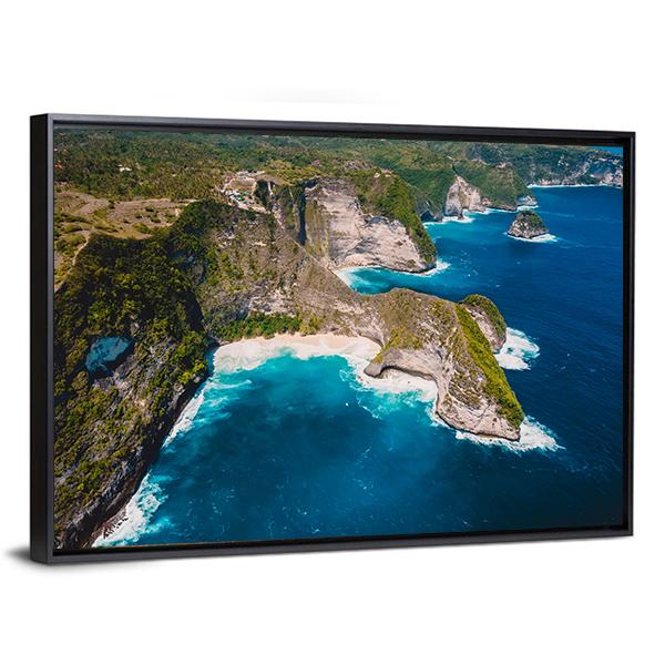 Kelingking Beach Aerial Cliffs Canvas Wall Art