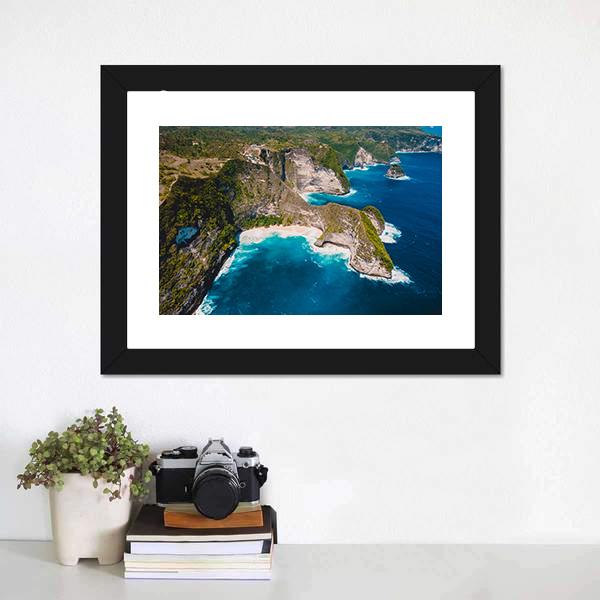 Kelingking Beach Aerial Cliffs Canvas Wall Art