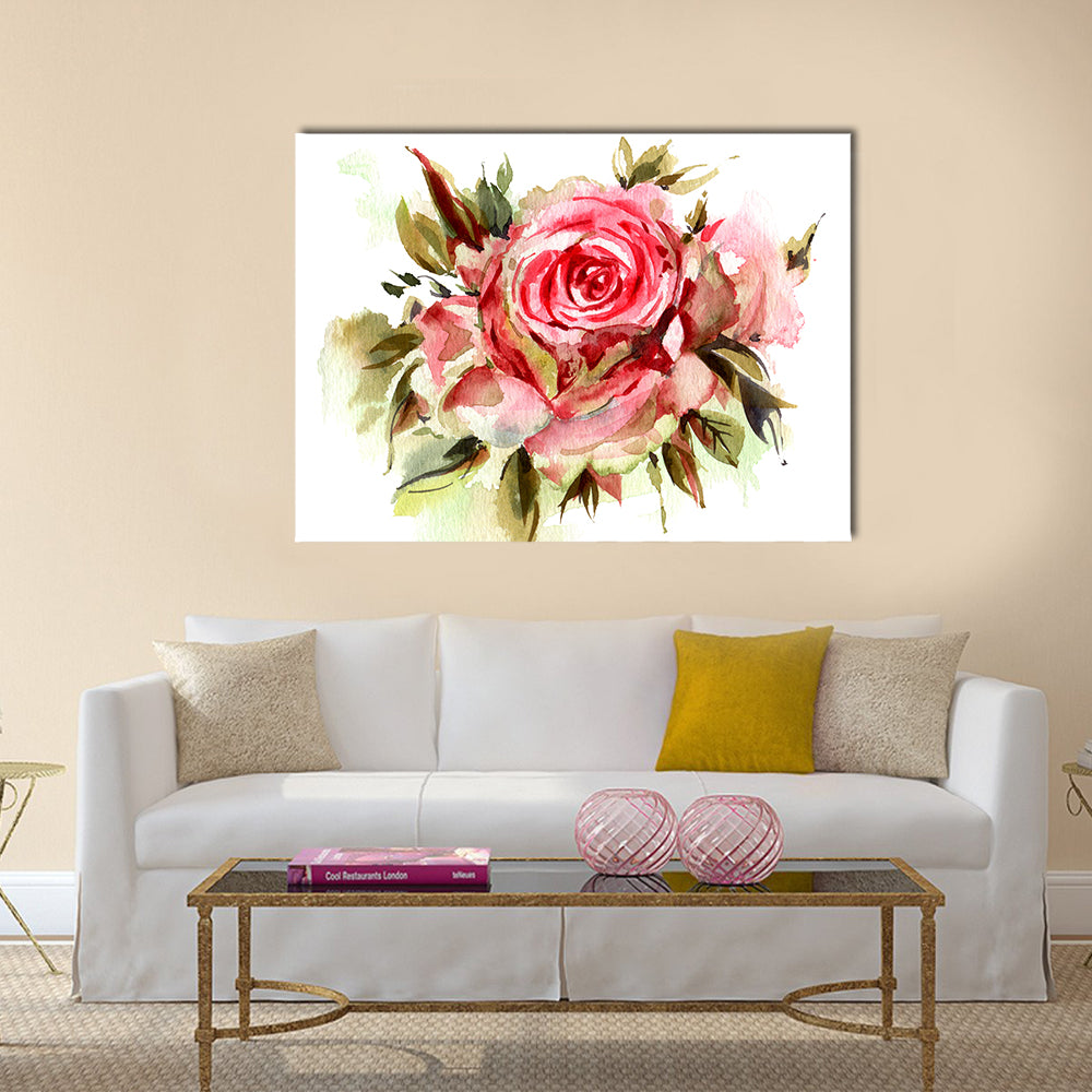 Red Watercolor Roses Canvas Wall Art