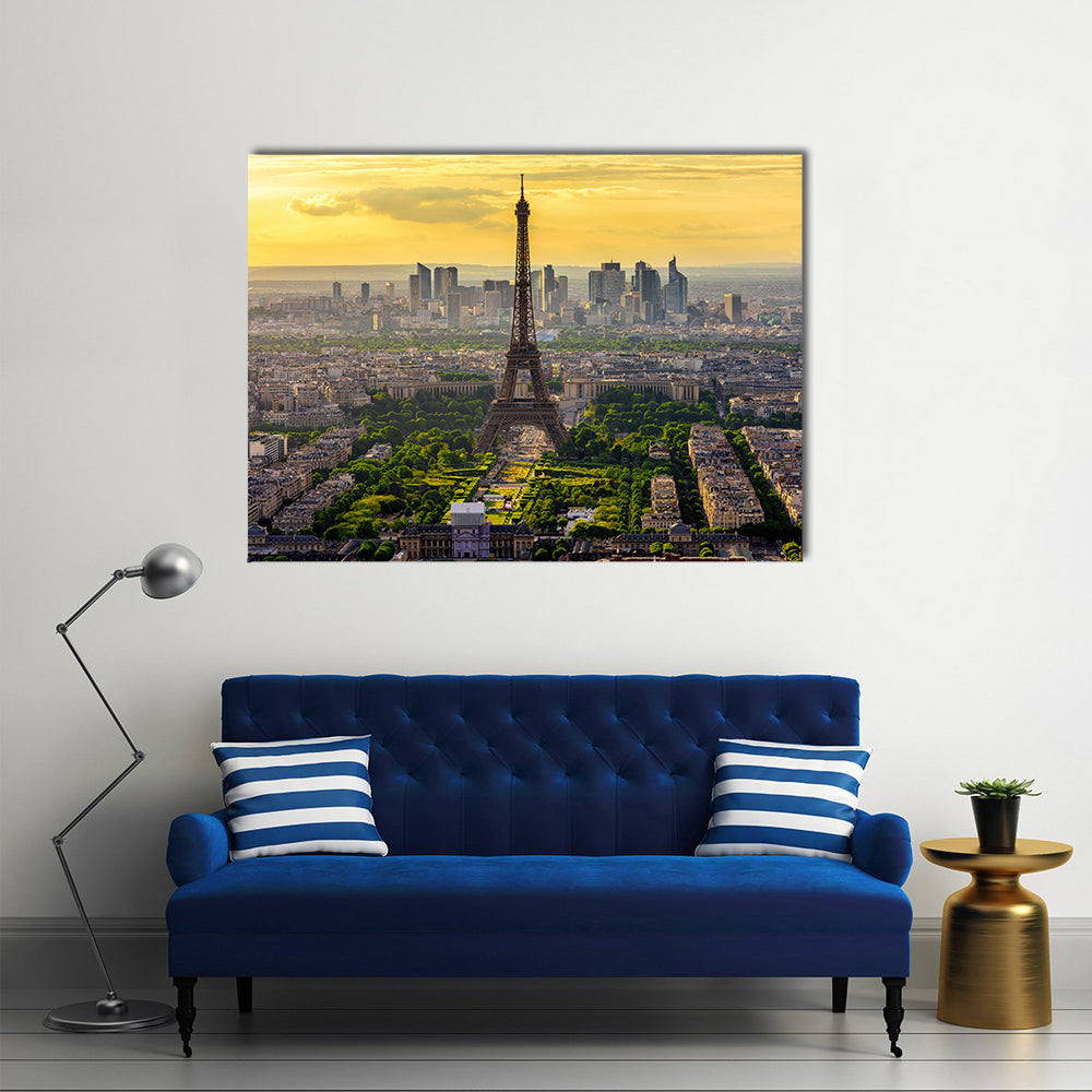 Eiffel Tower at Sunset, Paris Skyline Canvas Wall Art