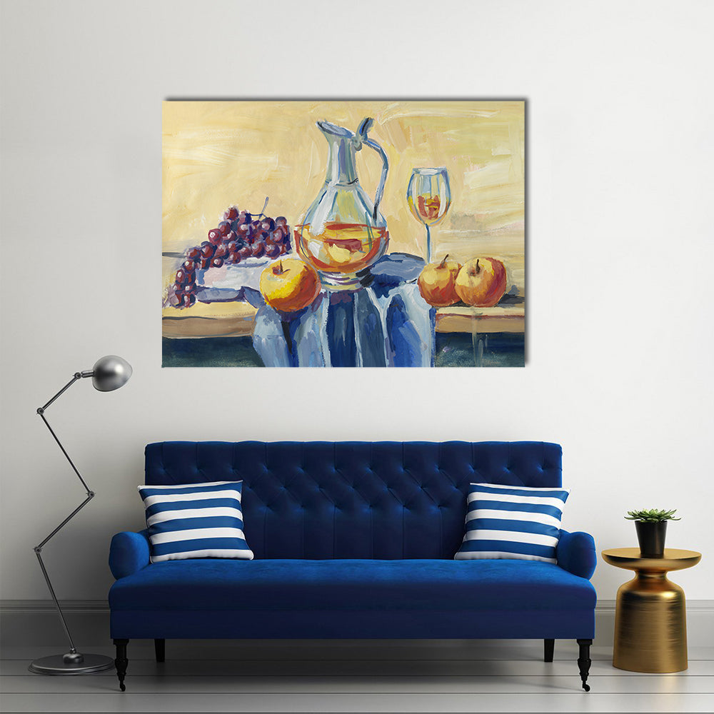 Classical Still Life with Pitcher and Fruit Canvas Wall Art