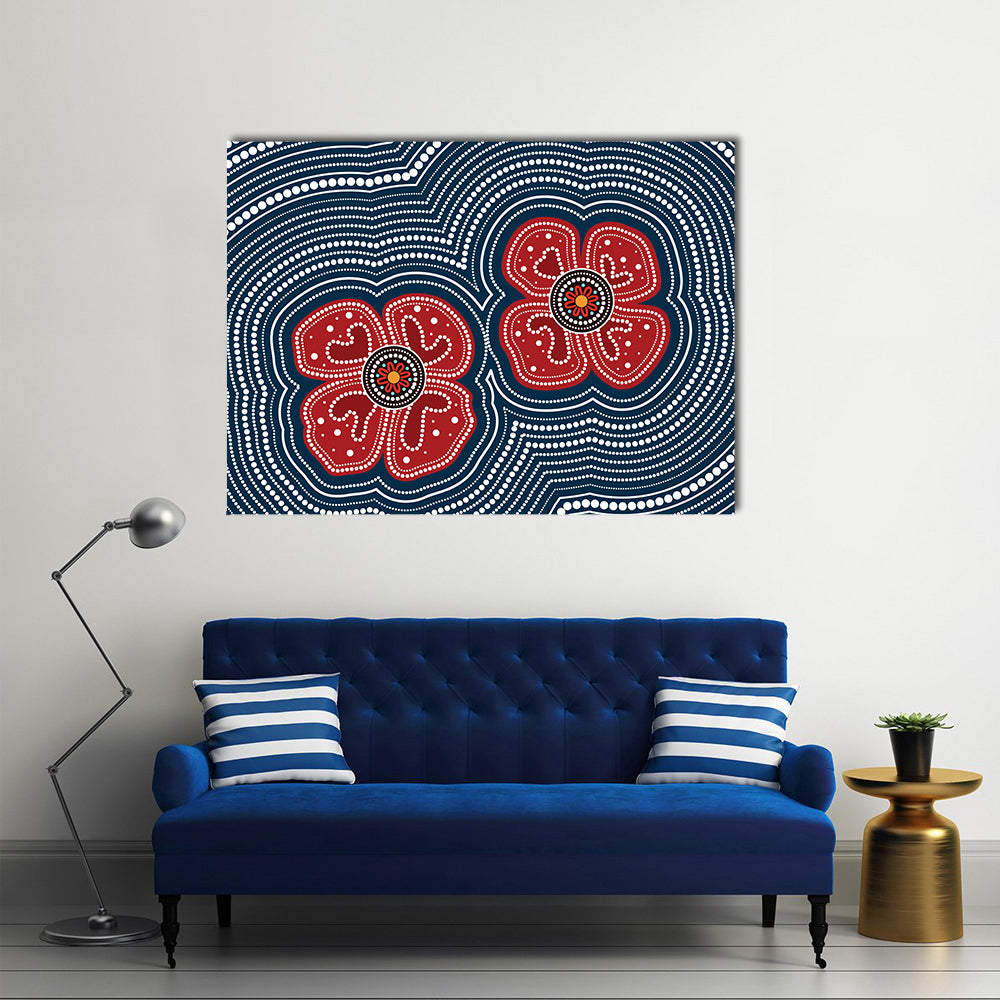 Dotted Red Poppy Flowers Canvas Wall Art