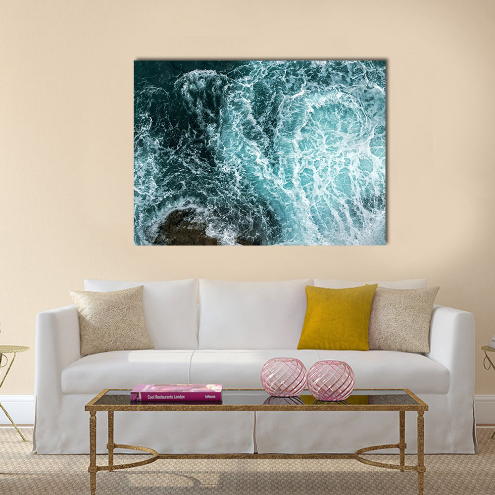 Waves In Blue Ocean Canvas Wall Art