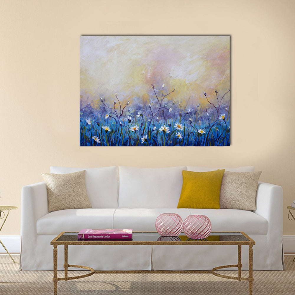 Abstract Daisy Meadow at Dawn Canvas Wall Art