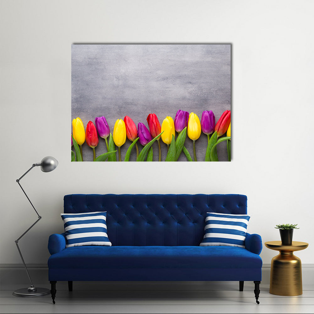 Multicolored Spring Flowers Tulips Canvas Wall Art