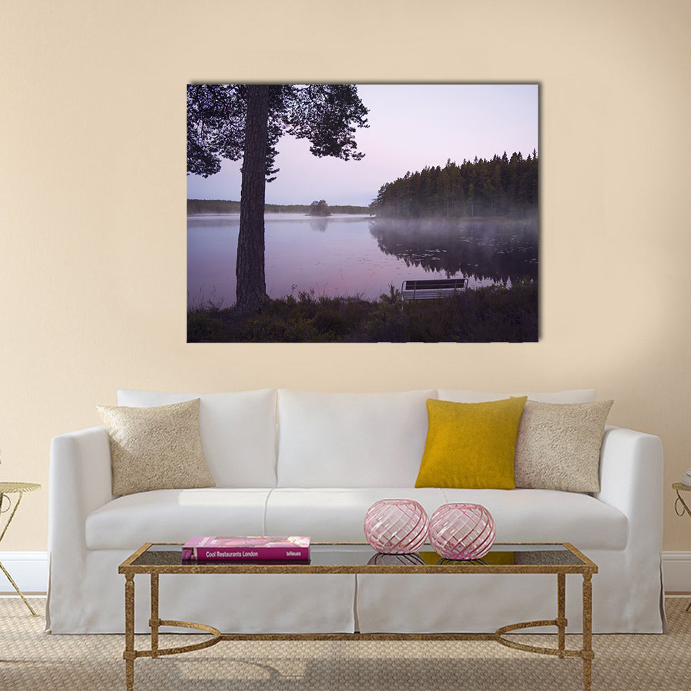 Misty Lake in Sweden Canvas Wall Art