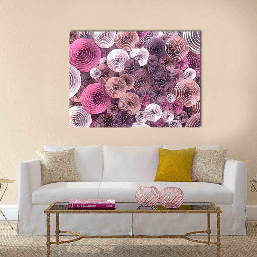Quilled Paper Roses Abstract Canvas Wall Art