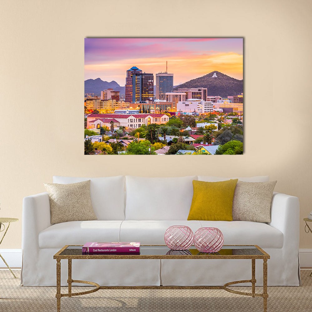 Tucson Skyline In Arizona Canvas Wall Art