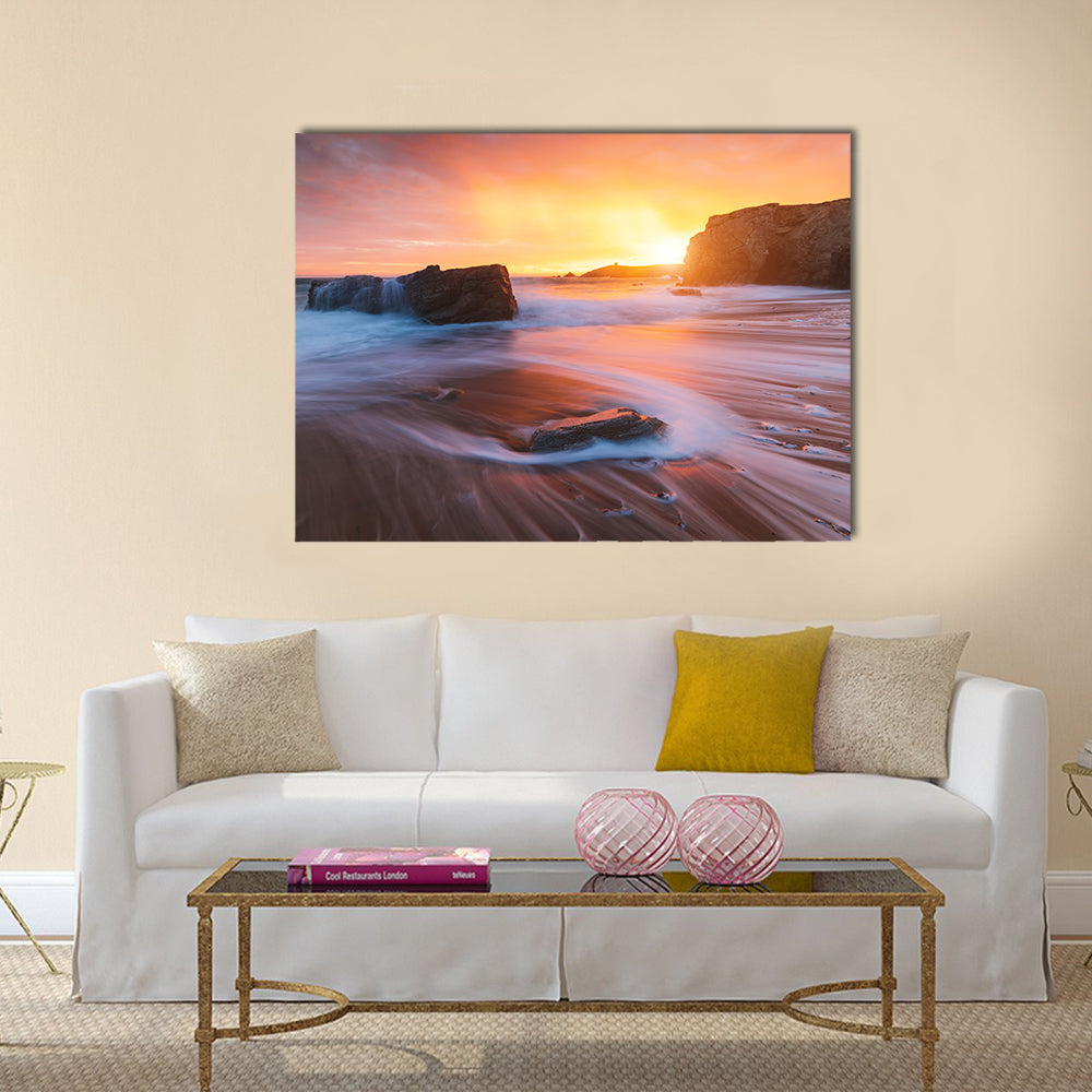 Quiberon Coastline at Sunset Canvas Wall Art